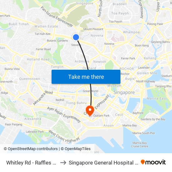 Whitley Rd - Raffles Town Club (40231) to Singapore General Hospital Major Operating Theatre map