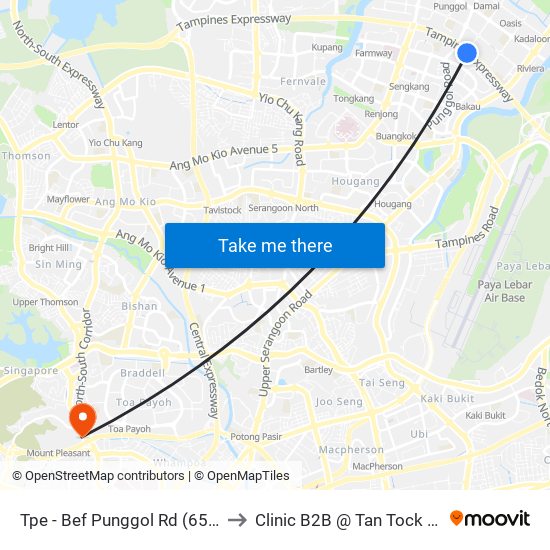 Tpe -  Bef Punggol Rd (65191) to Clinic B2B @ Tan Tock Seng map