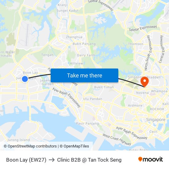 Boon Lay (EW27) to Clinic B2B @ Tan Tock Seng map