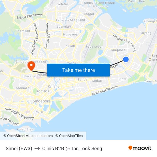 Simei (EW3) to Clinic B2B @ Tan Tock Seng map