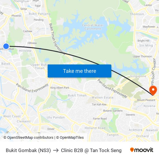 Bukit Gombak (NS3) to Clinic B2B @ Tan Tock Seng map