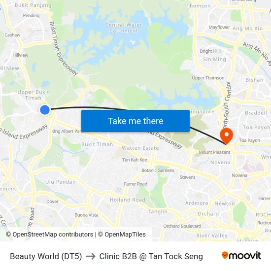 Beauty World (DT5) to Clinic B2B @ Tan Tock Seng map
