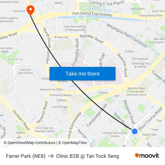 Farrer Park (NE8) to Clinic B2B @ Tan Tock Seng map