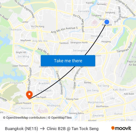 Buangkok (NE15) to Clinic B2B @ Tan Tock Seng map