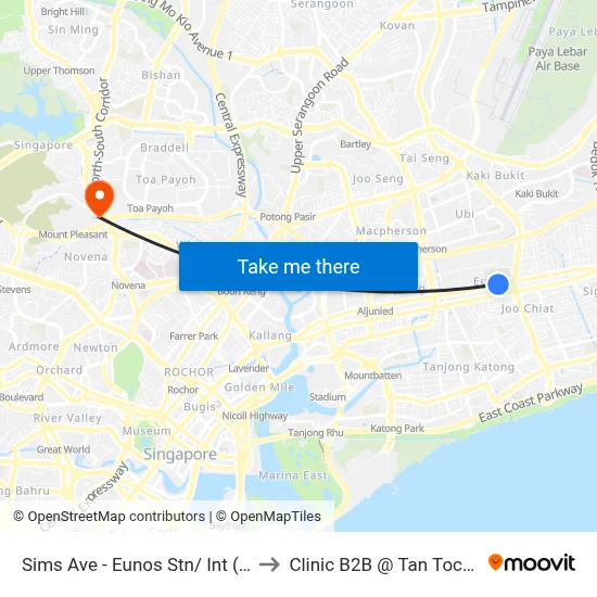 Sims Ave - Eunos Stn/ Int (82061) to Clinic B2B @ Tan Tock Seng map