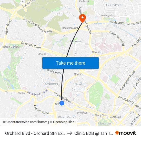 Orchard Blvd - Orchard Stn Exit 13 (09022) to Clinic B2B @ Tan Tock Seng map