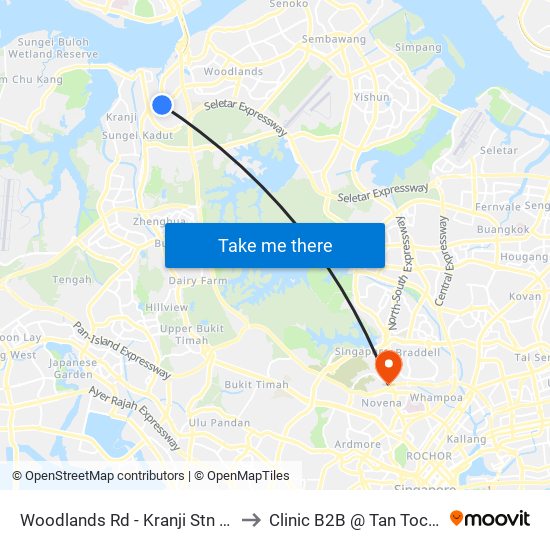 Woodlands Rd - Kranji Stn (45139) to Clinic B2B @ Tan Tock Seng map