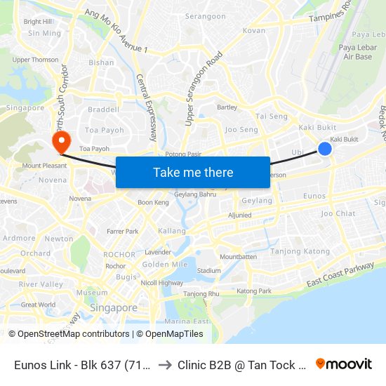 Eunos Link - Blk 637 (71091) to Clinic B2B @ Tan Tock Seng map