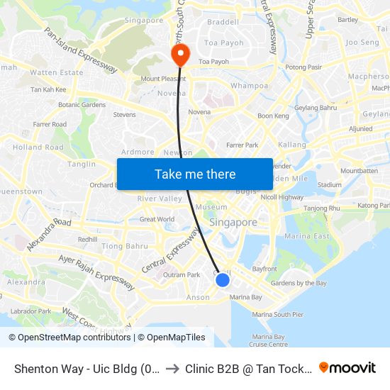 Shenton Way - Uic Bldg (03129) to Clinic B2B @ Tan Tock Seng map