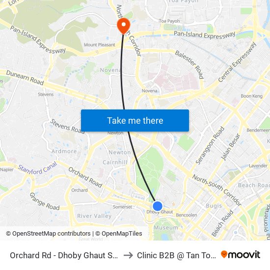 Orchard Rd - Dhoby Ghaut Stn (08057) to Clinic B2B @ Tan Tock Seng map