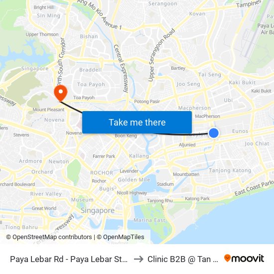 Paya Lebar Rd - Paya Lebar Stn Exit B (81111) to Clinic B2B @ Tan Tock Seng map