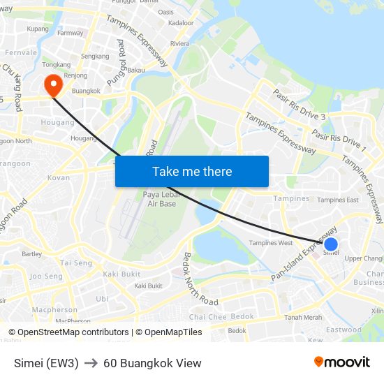 Simei (EW3) to 60 Buangkok View map