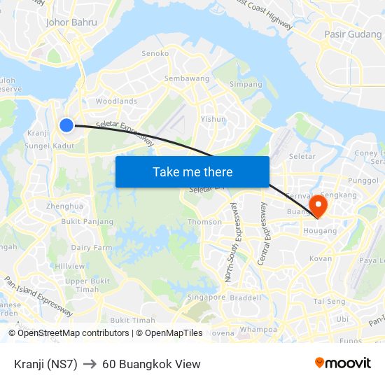 Kranji (NS7) to 60 Buangkok View map