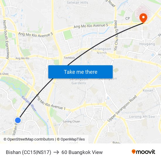 Bishan (CC15|NS17) to 60 Buangkok View map