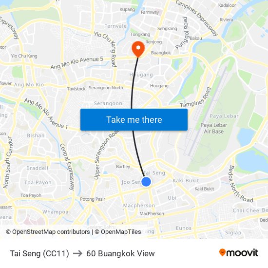 Tai Seng (CC11) to 60 Buangkok View map