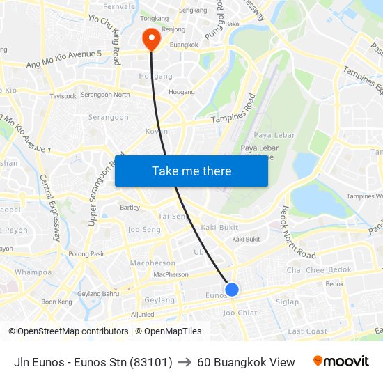 Jln Eunos - Eunos Stn (83101) to 60 Buangkok View map