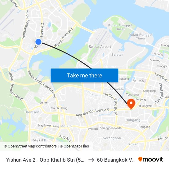 Yishun Ave 2 - Opp Khatib Stn (59049) to 60 Buangkok View map