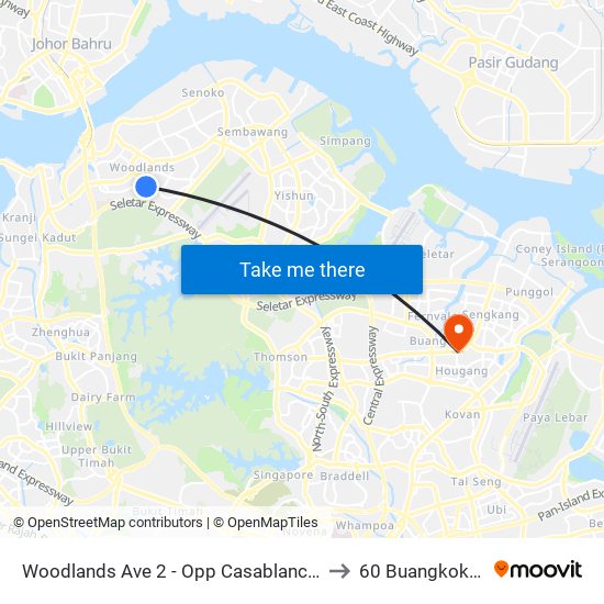 Woodlands Ave 2 - Opp Casablanca (46221) to 60 Buangkok View map