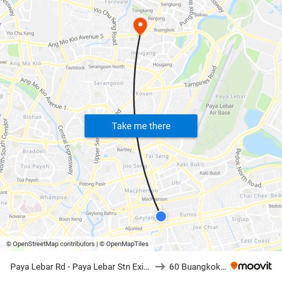Paya Lebar Rd - Paya Lebar Stn Exit B (81111) to 60 Buangkok View map