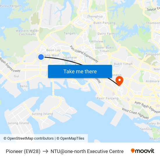 Pioneer (EW28) to NTU@one-north Executive Centre map