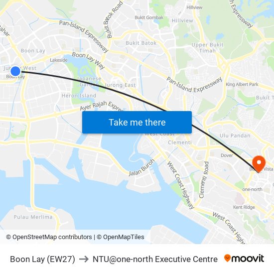 Boon Lay (EW27) to NTU@one-north Executive Centre map