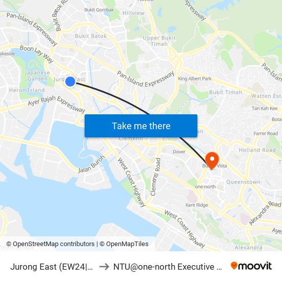 Jurong East (EW24|NS1) to NTU@one-north Executive Centre map