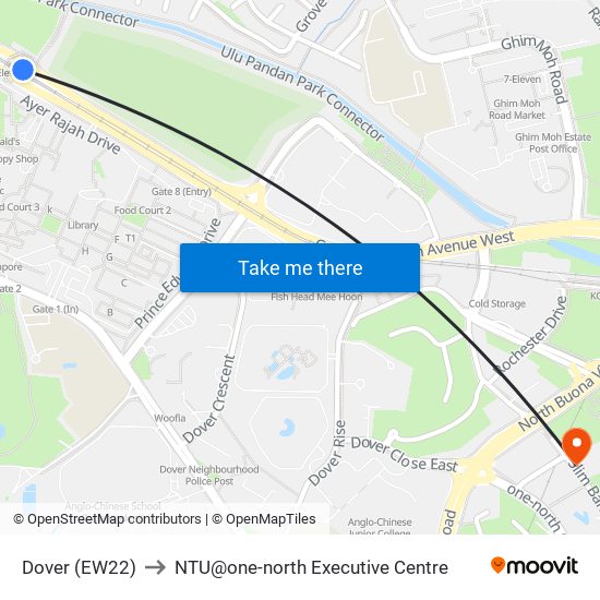 Dover (EW22) to NTU@one-north Executive Centre map