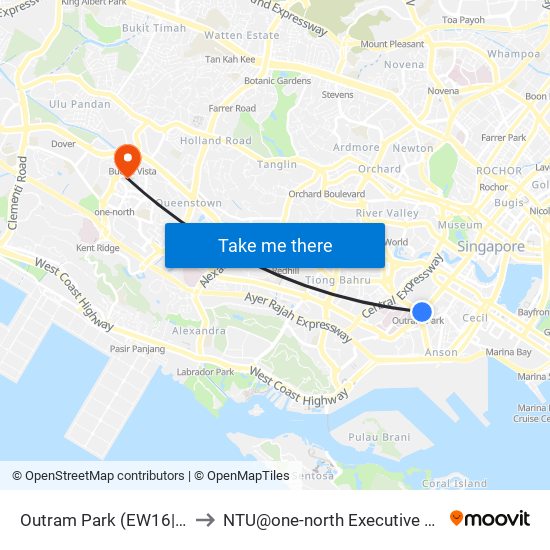 Outram Park (EW16|NE3) to NTU@one-north Executive Centre map