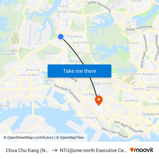 Choa Chu Kang (NS4) to NTU@one-north Executive Centre map