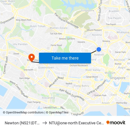 Newton (NS21|DT11) to NTU@one-north Executive Centre map