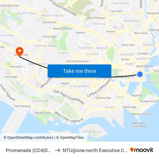 Promenade (CC4|DT15) to NTU@one-north Executive Centre map