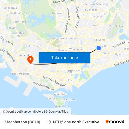 Macpherson (CC10|DT26) to NTU@one-north Executive Centre map