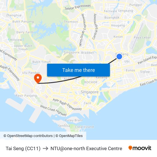 Tai Seng (CC11) to NTU@one-north Executive Centre map
