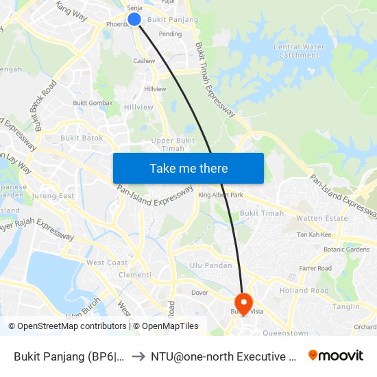 Bukit Panjang (BP6|DT1) to NTU@one-north Executive Centre map