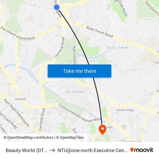 Beauty World (DT5) to NTU@one-north Executive Centre map