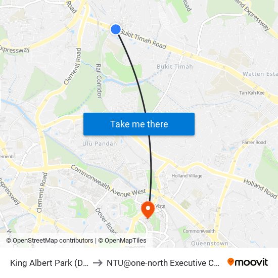 King Albert Park (DT6) to NTU@one-north Executive Centre map