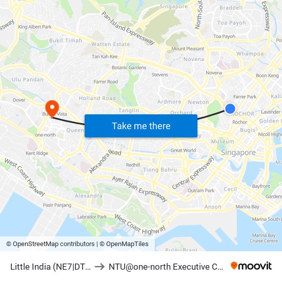 Little India (NE7|DT12) to NTU@one-north Executive Centre map