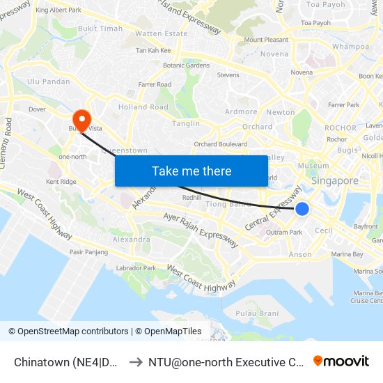 Chinatown (NE4|DT19) to NTU@one-north Executive Centre map