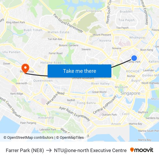 Farrer Park (NE8) to NTU@one-north Executive Centre map