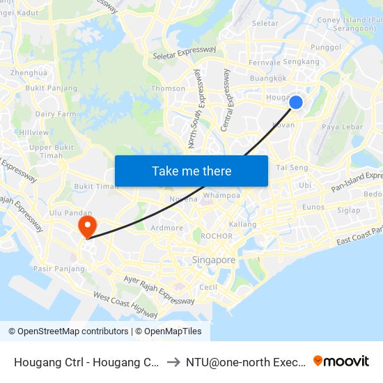 Hougang Ctrl - Hougang Ctrl Int (64009) to NTU@one-north Executive Centre map