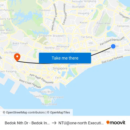 Bedok Nth Dr - Bedok Int (84009) to NTU@one-north Executive Centre map