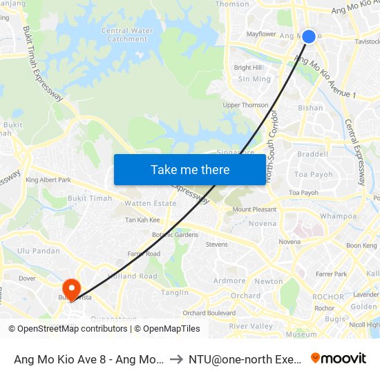 Ang Mo Kio Ave 8 - Ang Mo Kio Int (54009) to NTU@one-north Executive Centre map