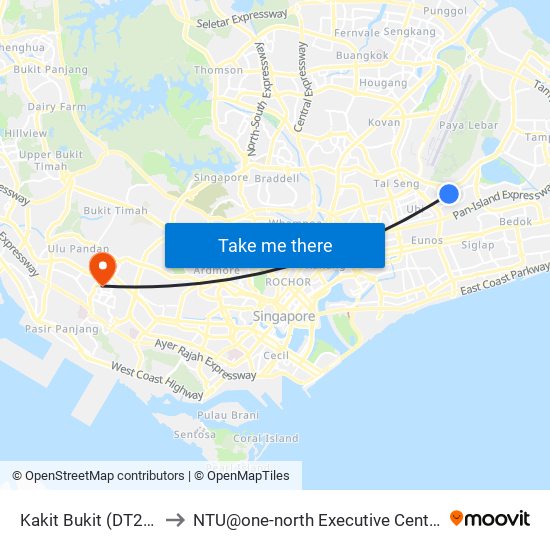 Kakit Bukit (DT28) to NTU@one-north Executive Centre map