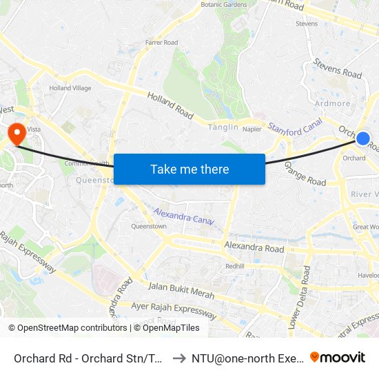 Orchard Rd - Orchard Stn/Tang Plaza (09047) to NTU@one-north Executive Centre map