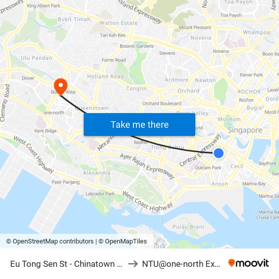 Eu Tong Sen St - Chinatown Stn Exit C (05013) to NTU@one-north Executive Centre map