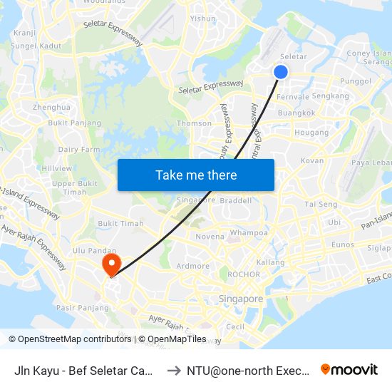 Jln Kayu - Bef Seletar Camp G (68111) to NTU@one-north Executive Centre map