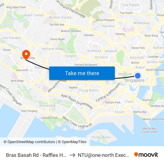 Bras Basah Rd - Raffles Hotel (02049) to NTU@one-north Executive Centre map