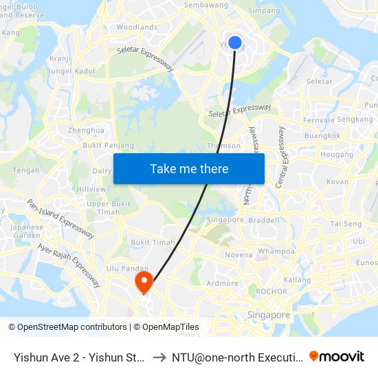 Yishun Ave 2 - Yishun Stn (59079) to NTU@one-north Executive Centre map