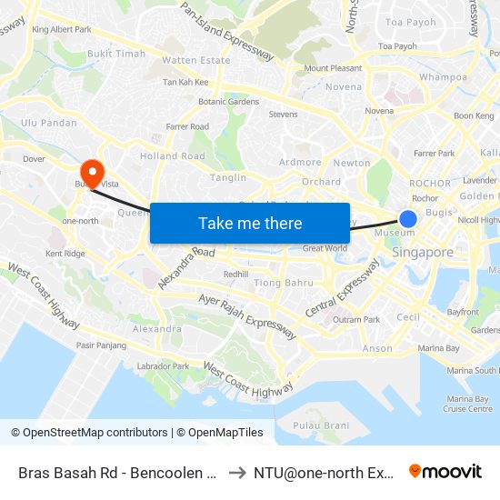 Bras Basah Rd - Bencoolen Stn Exit B (08069) to NTU@one-north Executive Centre map
