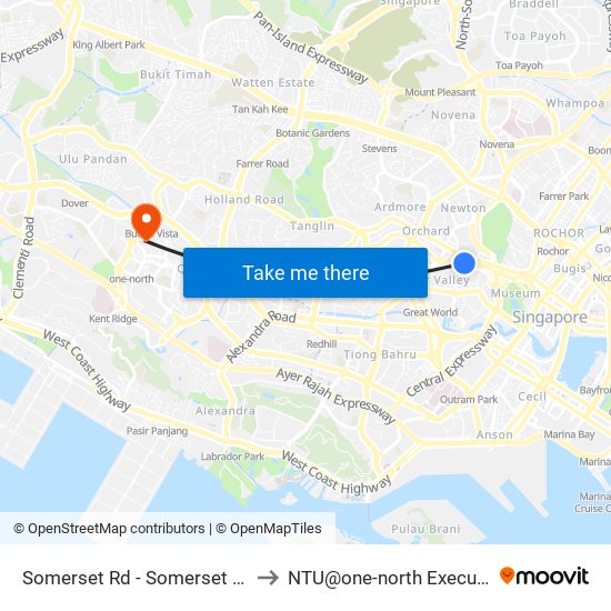 Somerset Rd - Somerset Stn (08121) to NTU@one-north Executive Centre map